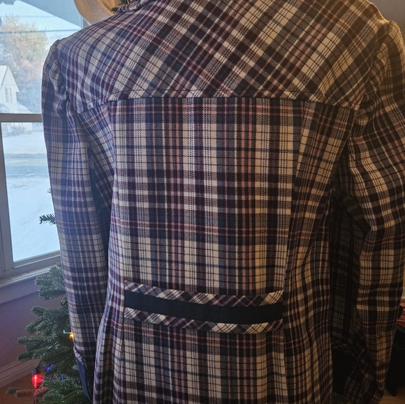 Vintage 1960s Women's Double Breasted Plaid Coat. Plum And Blue. Small. Lovely. - Picture 7 of 7
